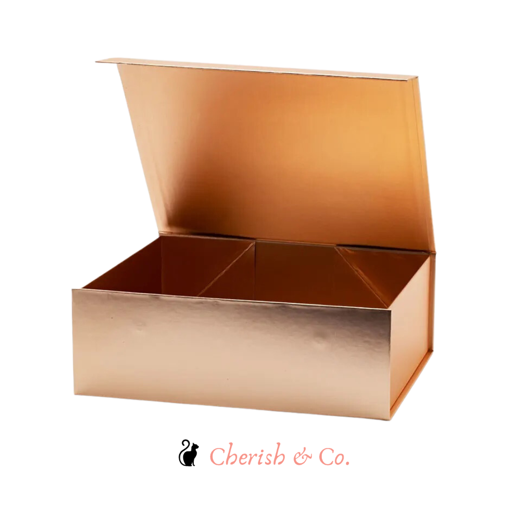 Large Rose Gold Magnetic Gift Box with Ribbon