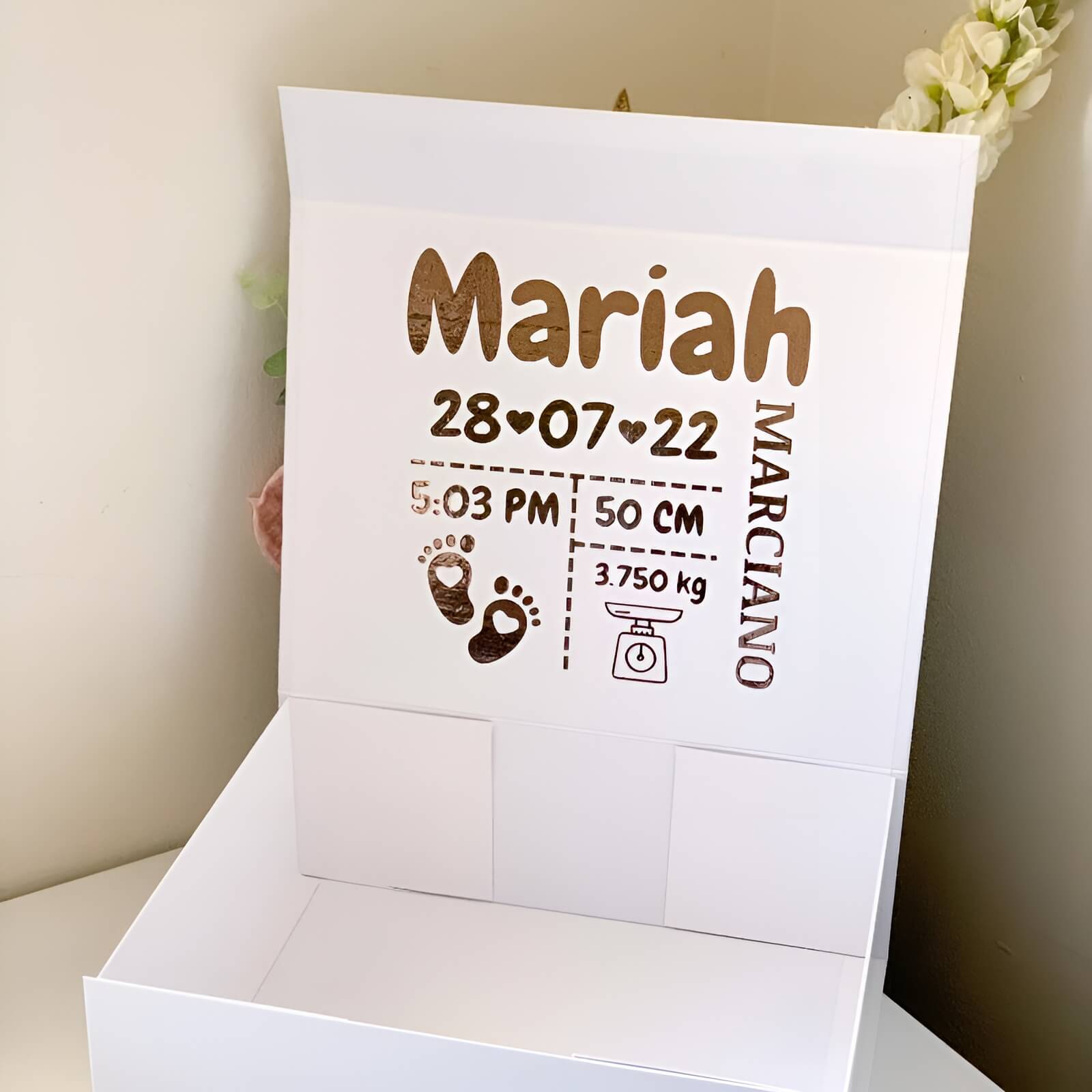 Birth Details Keepsake Magnetic Closure Gift Box