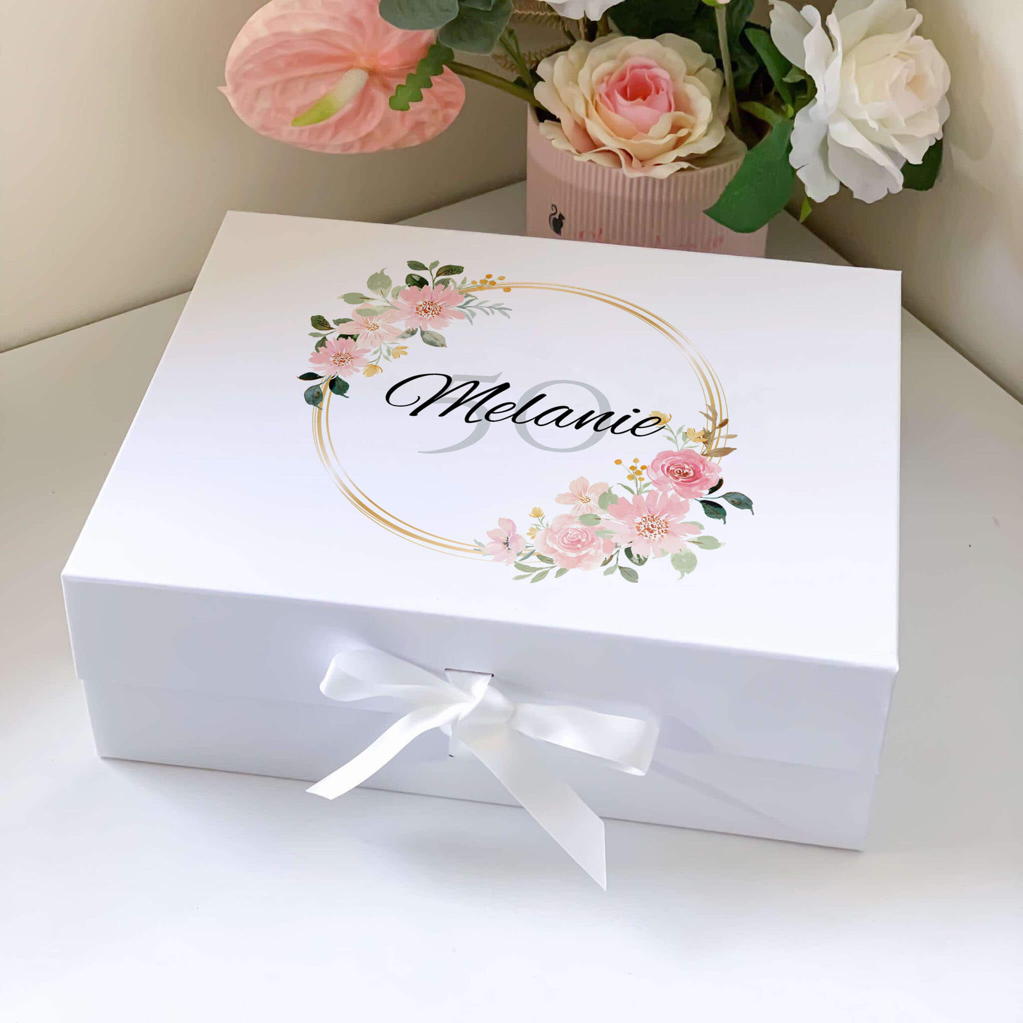 Flower Wreath Birthday Magnetic Closure Gift Box