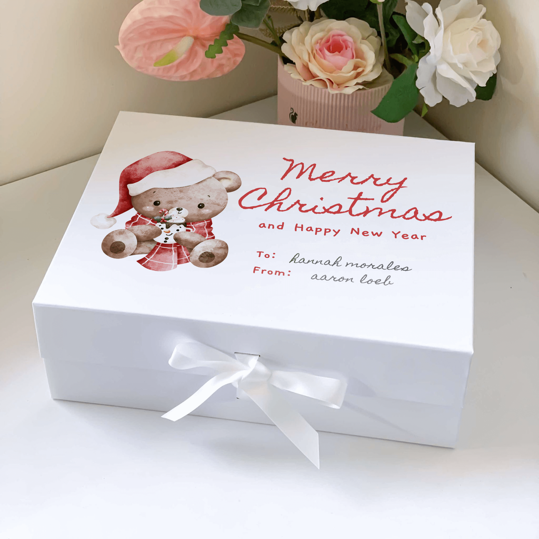 Teddy Bear Santa Magnetic Closure Gift Box