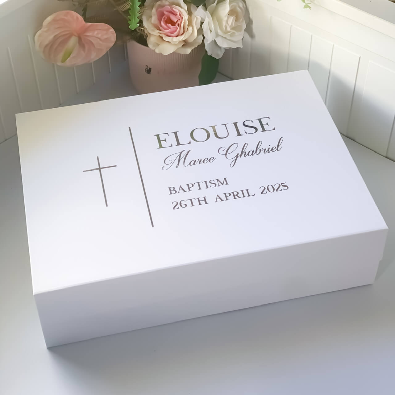 Personalised Baptism Keepsake Magnetic Gift Box