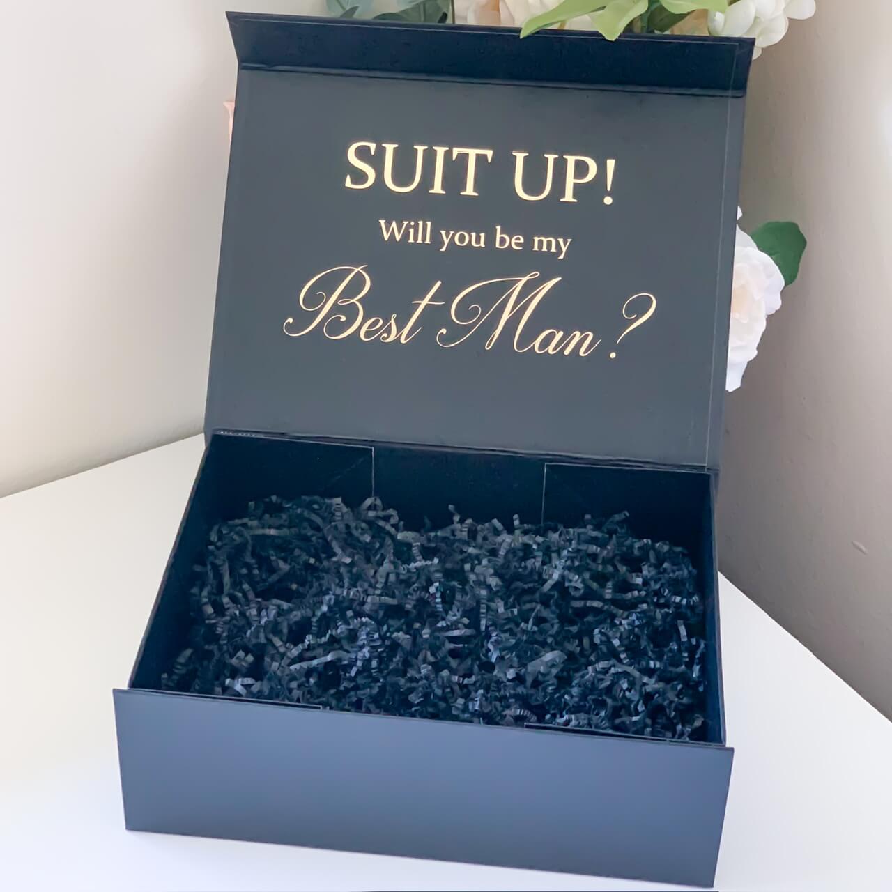 SUIT UP! Groomsman / Man of Honour / Best Man / Bridesman Magnetic Gift Box