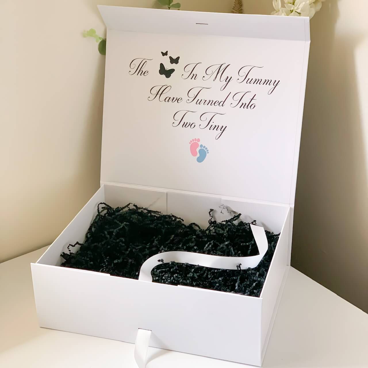 Two Tiny Feet Pregnancy Announcement Magnetic Closure Gift Box