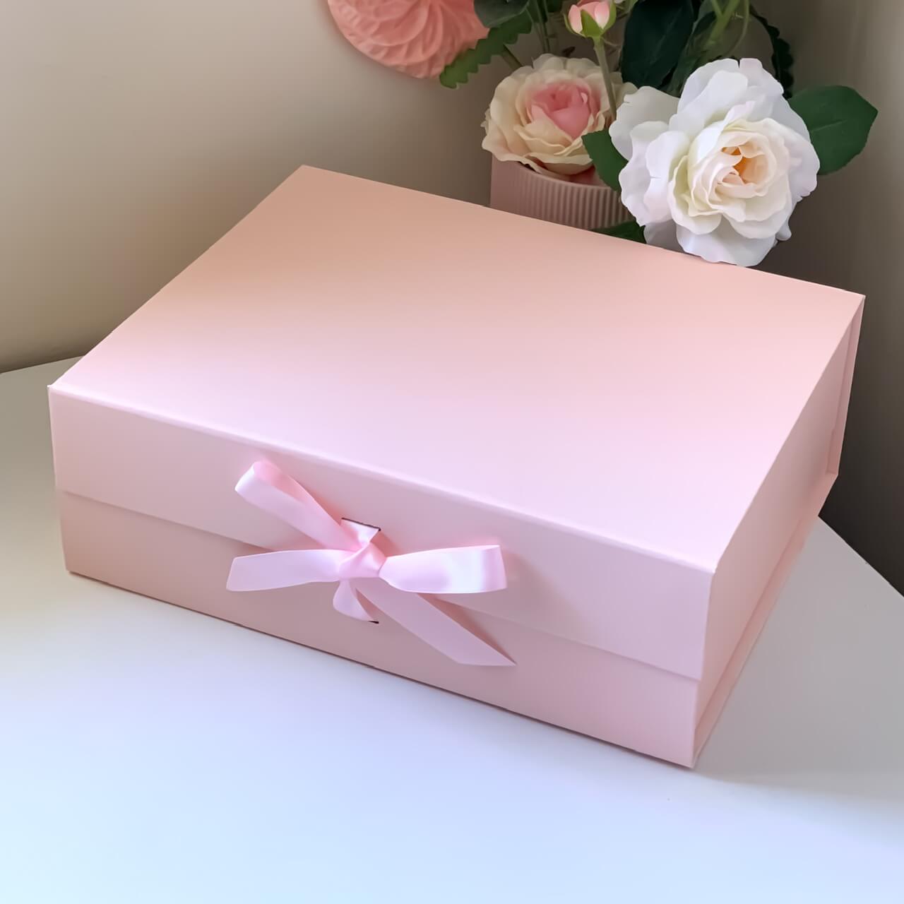 Large Pink Magnetic Gift Box with Ribbon
