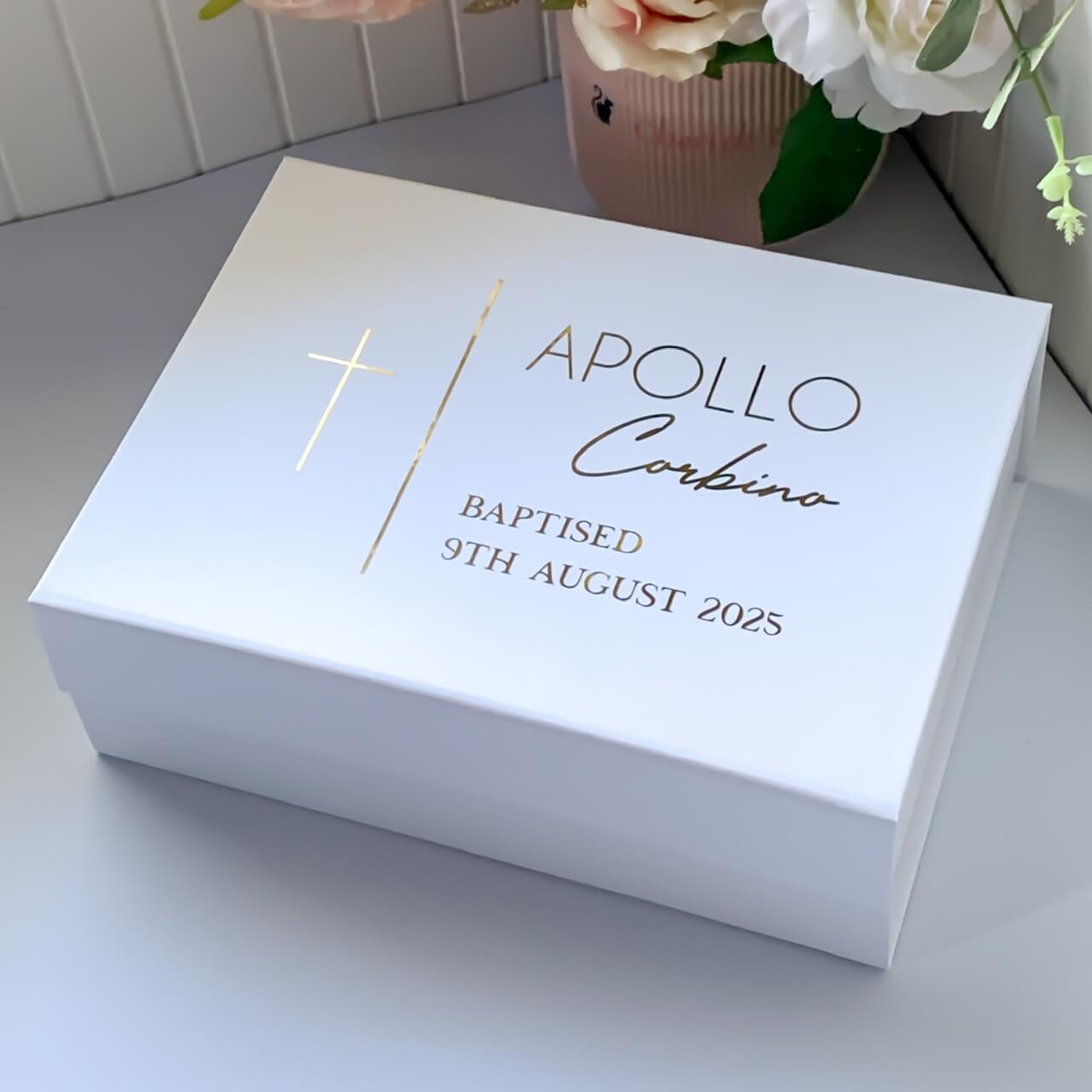 Personalised Baptism Keepsake Magnetic Gift Box