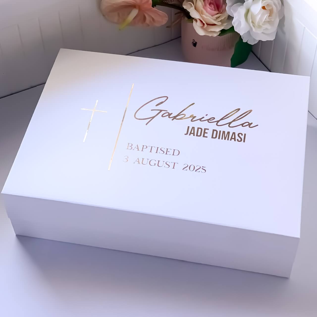 Personalised Baptism Keepsake Magnetic Gift Box