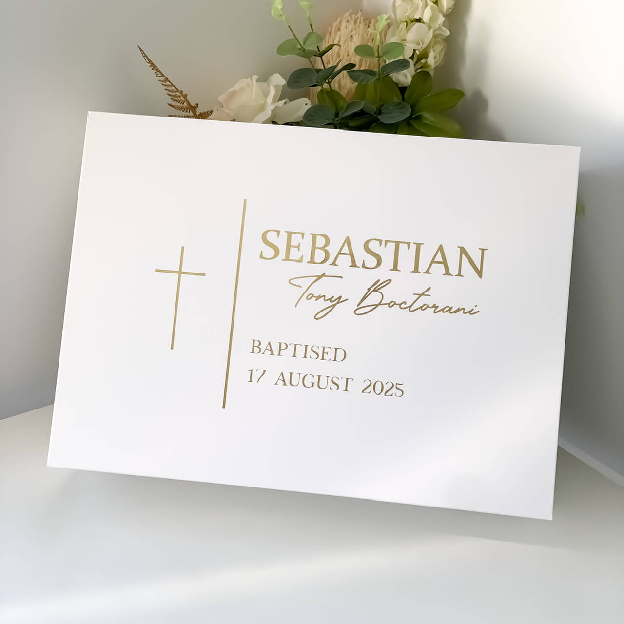 Personalised Baptism Keepsake Magnetic Gift Box