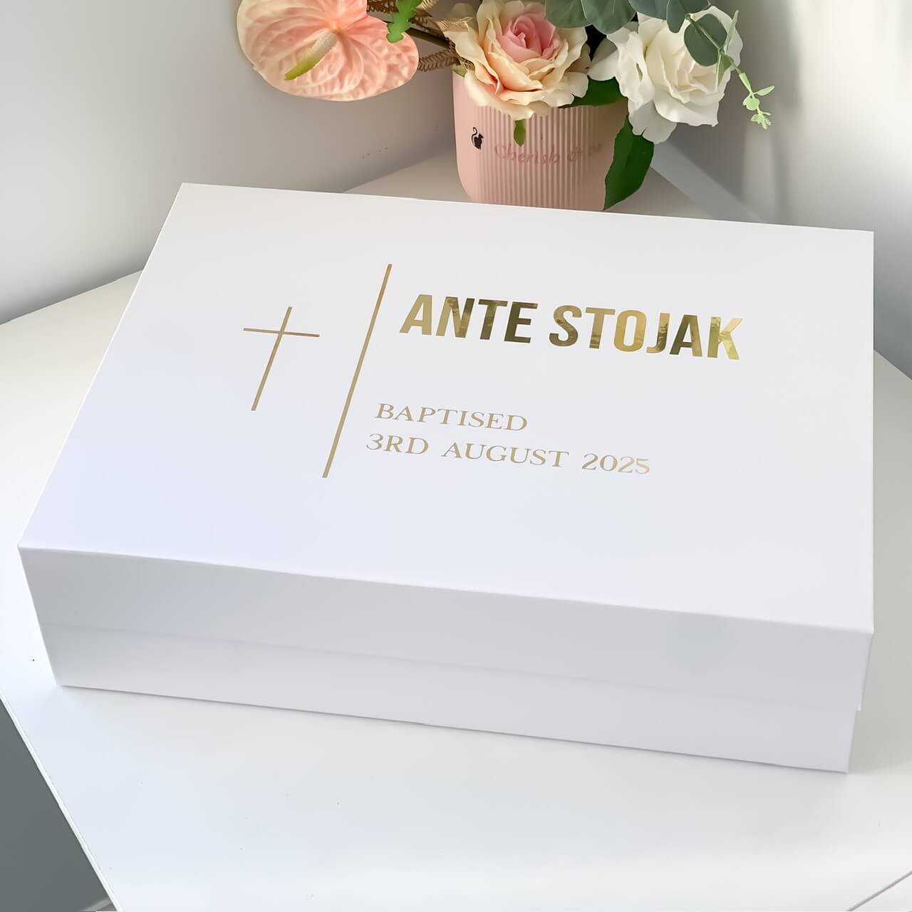 Personalised Baptism Keepsake Magnetic Gift Box