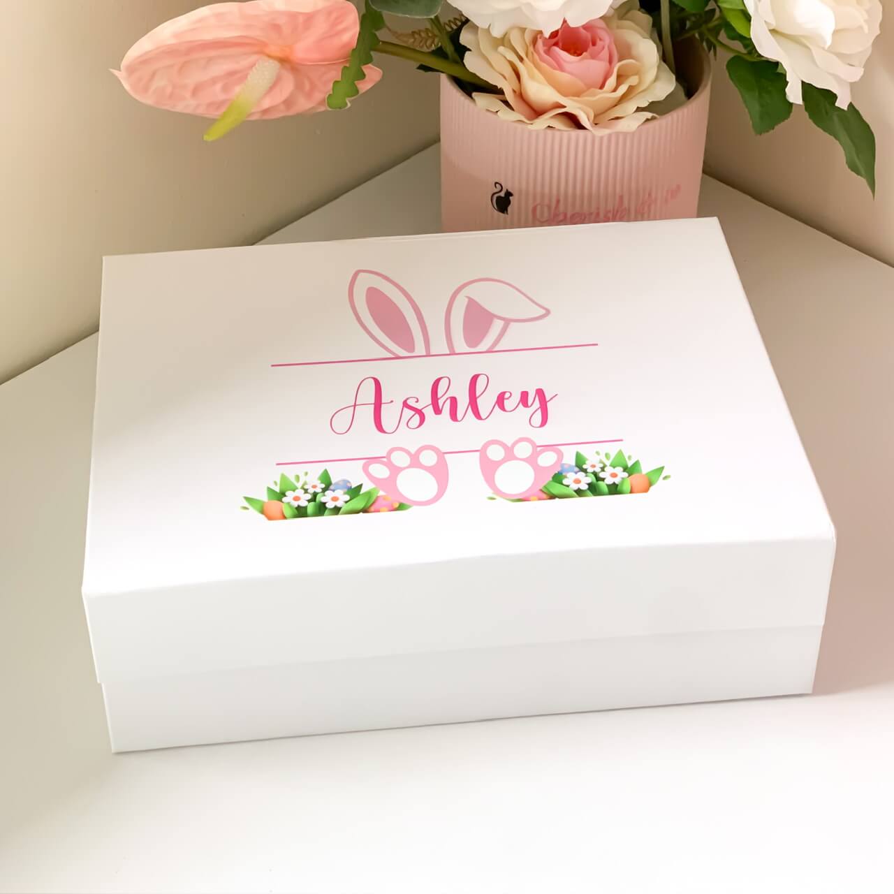 Pink Easter Bunny Magnetic Closure Gift Box