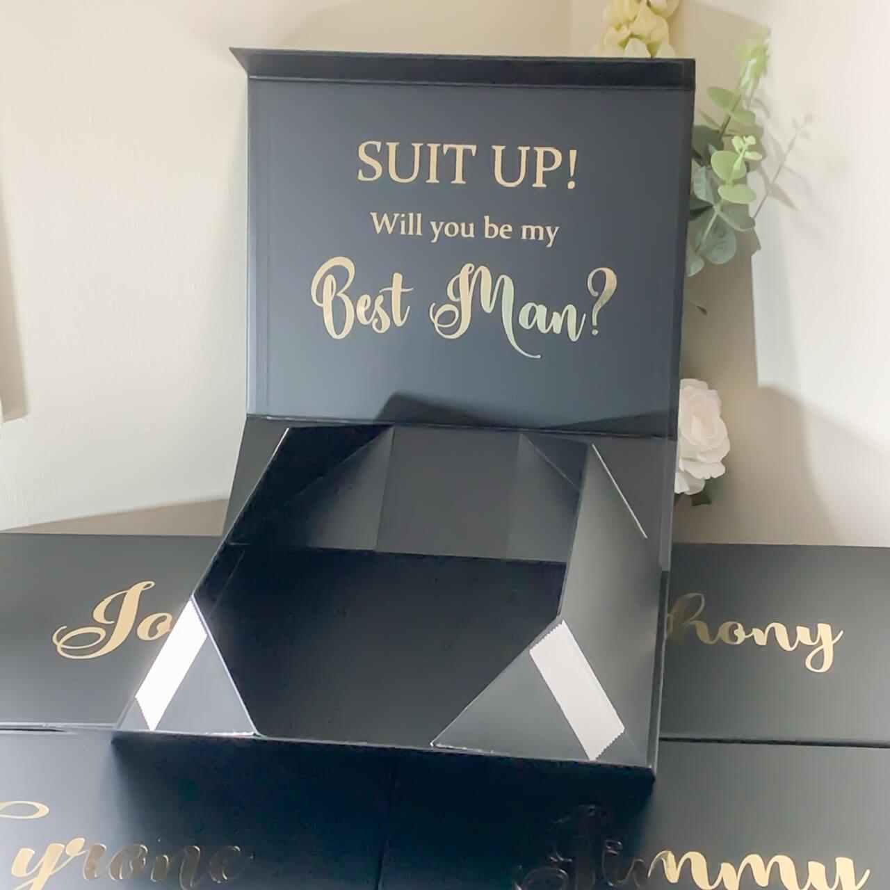 SUIT UP! Groomsman / Man of Honour / Best Man / Bridesman Magnetic Gift Box