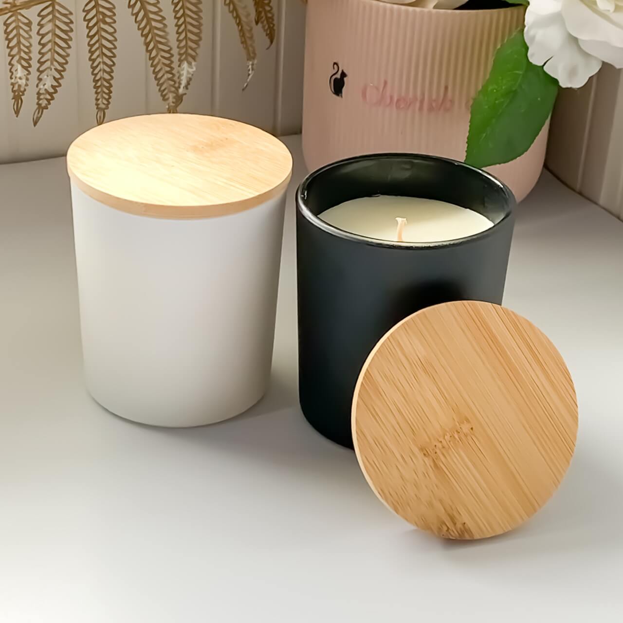 Personalised Large Soy Candle with Bamboo Lid