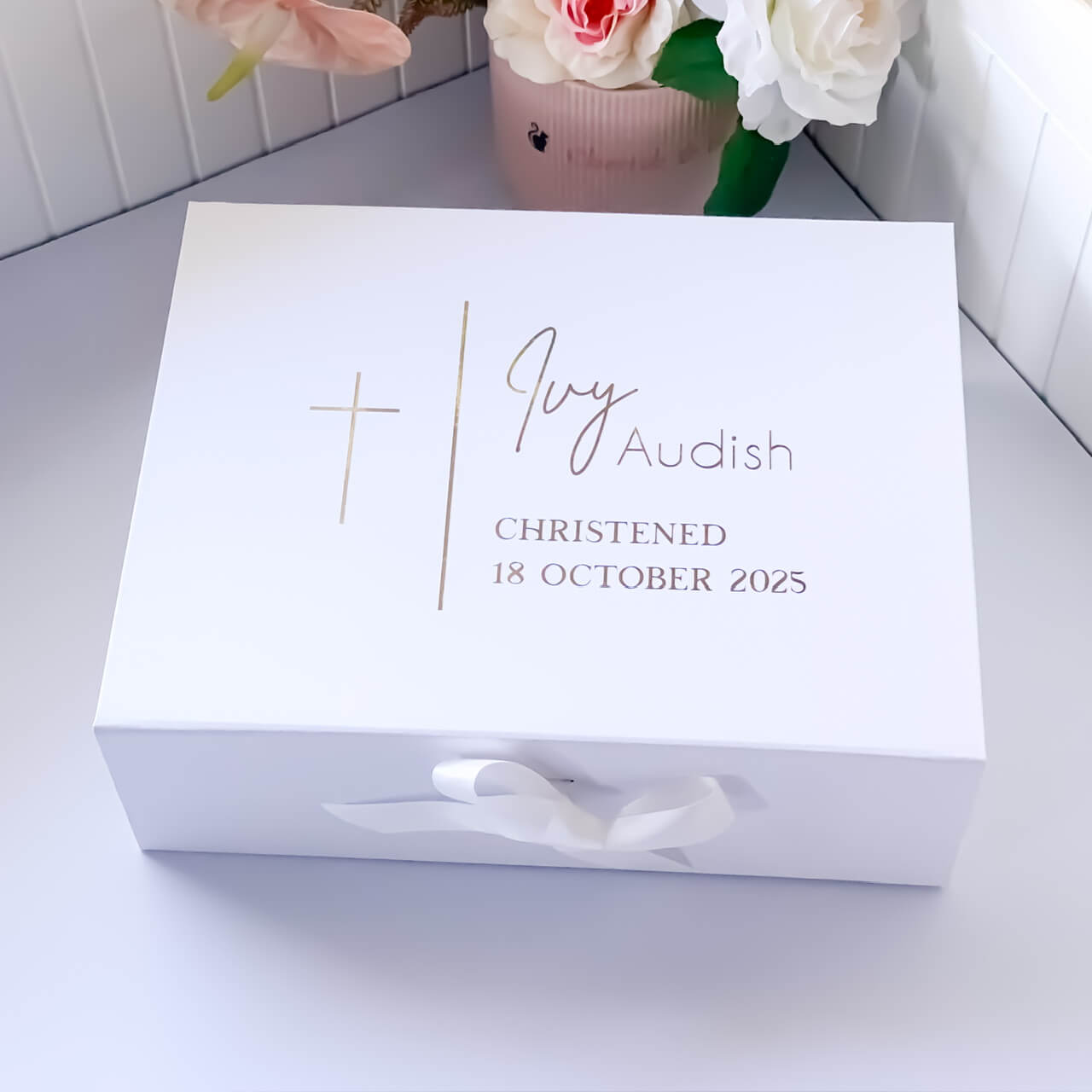 Personalised Baptism Keepsake Magnetic Gift Box