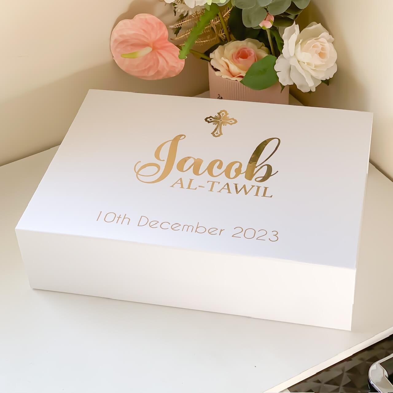 Personalised Name and Cross Magnetic Gift Box