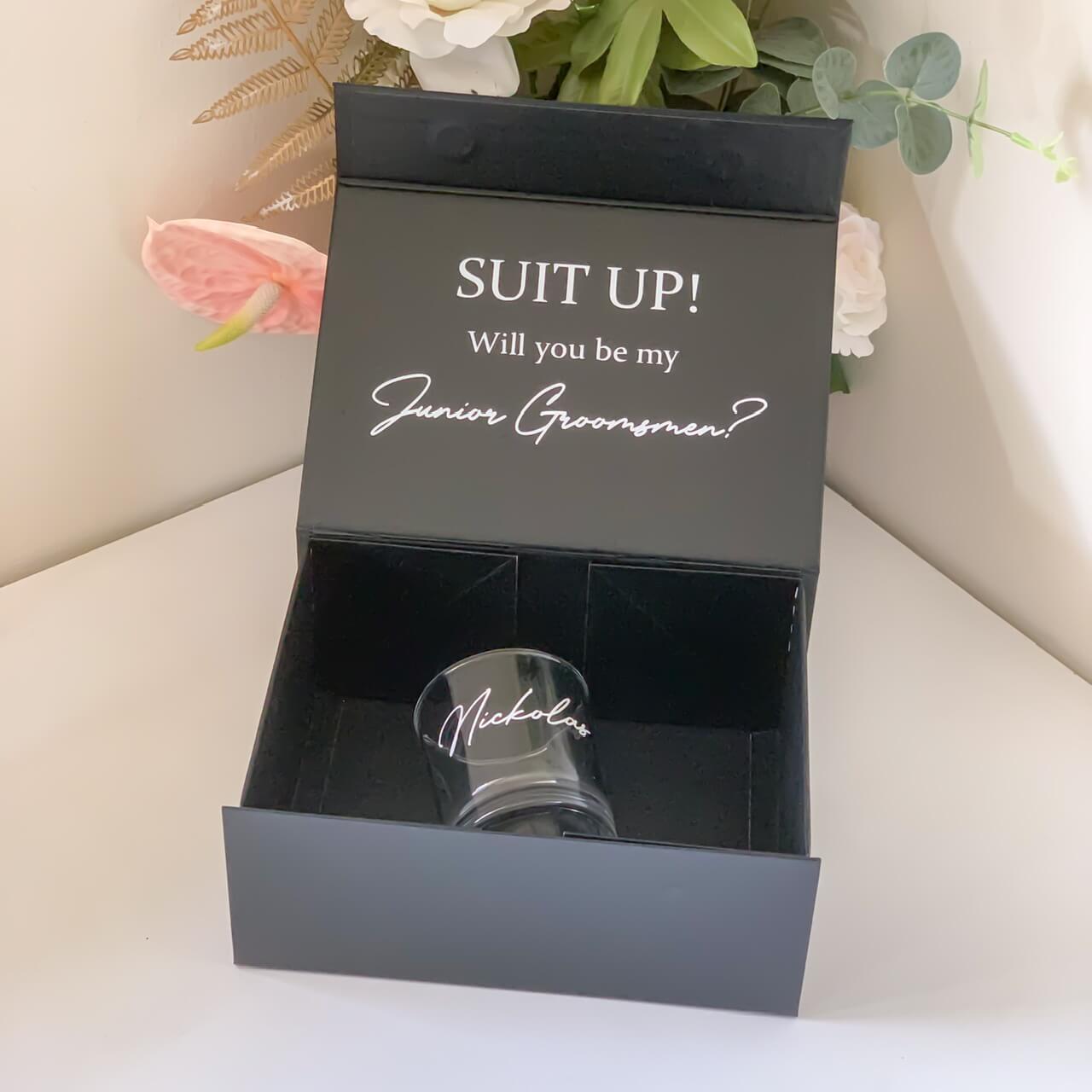 SUIT UP! Groomsman / Man of Honour / Best Man / Bridesman Magnetic Gift Box