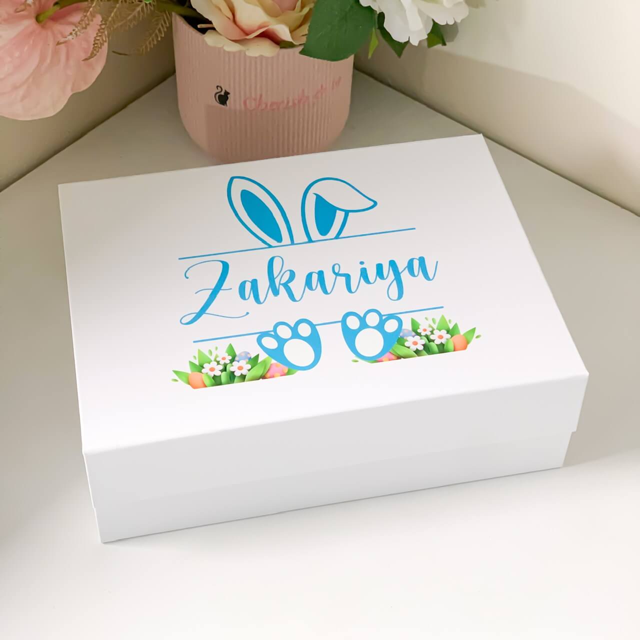 Blue Easter Bunny Magnetic Closure Gift Box