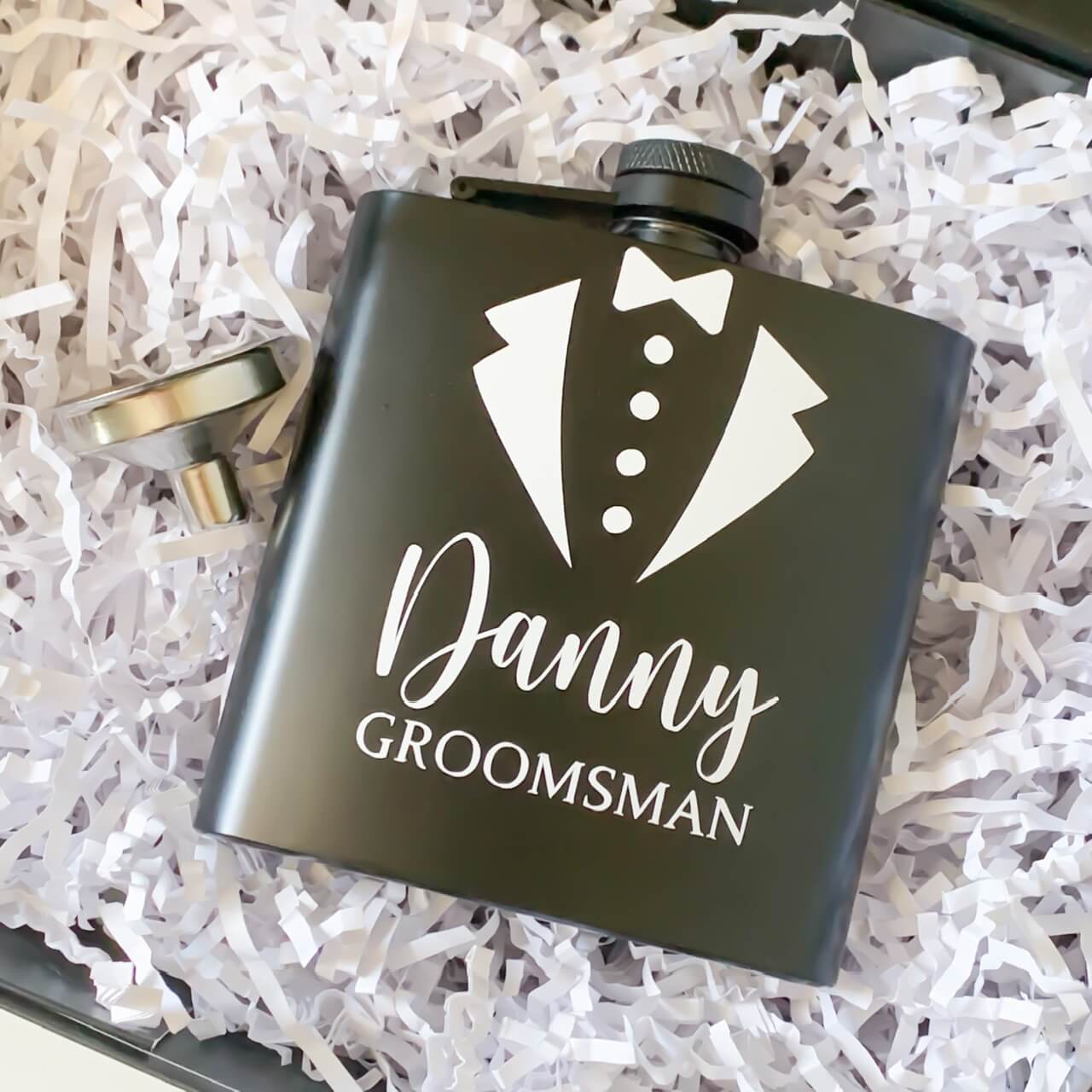 Personalised Groomsman Hip Flask 6oz with funnel