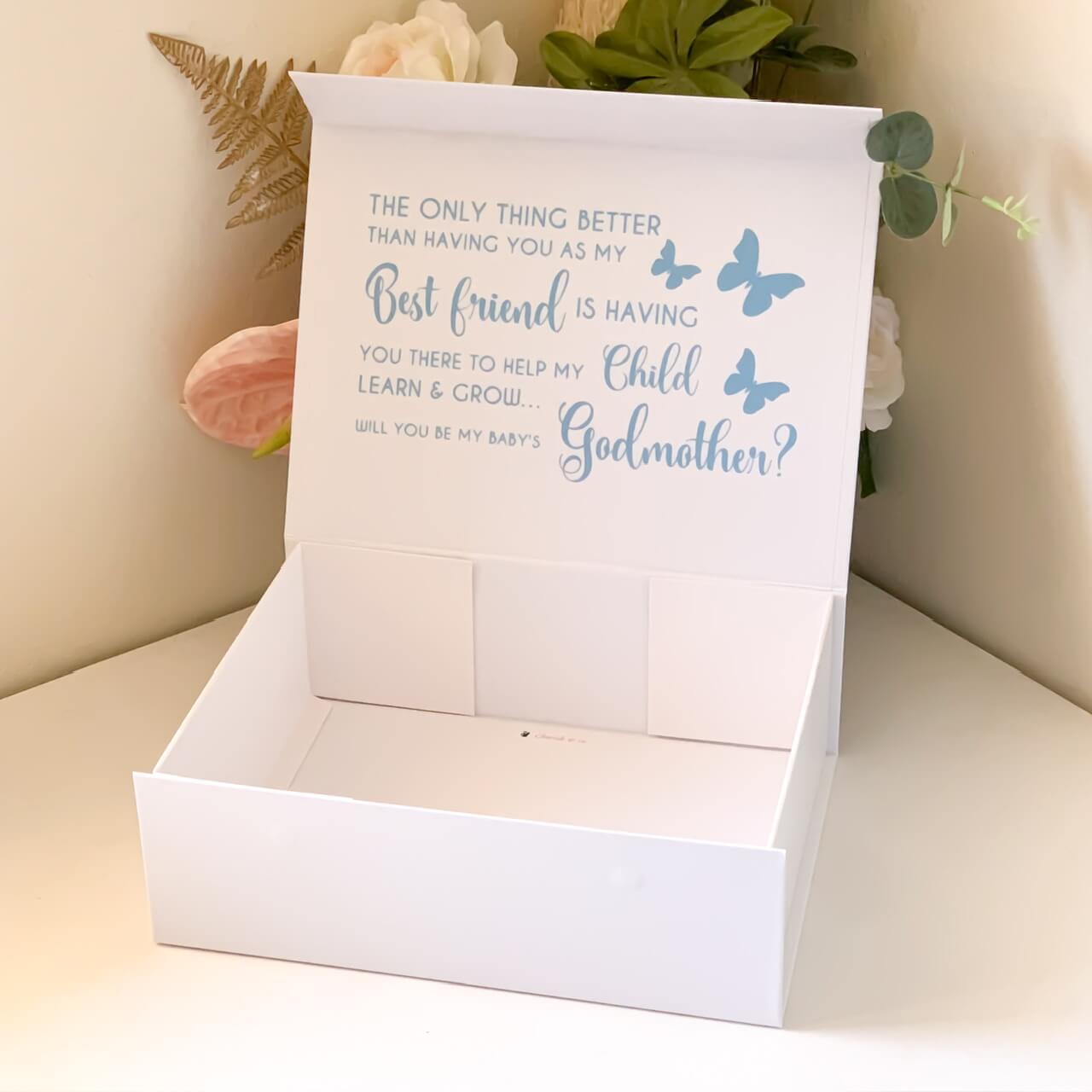 Promoted to Godparents / Godmother / Godfather Proposal Magnetic Gift Box