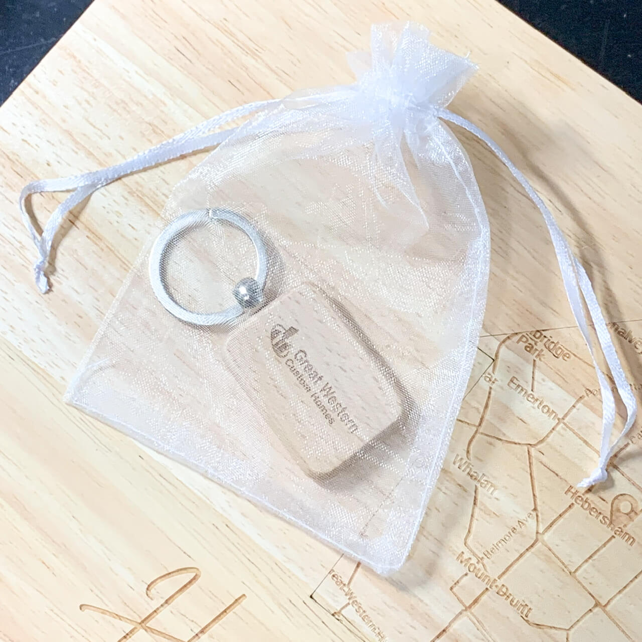 Engraved Logo Wooden Keyring