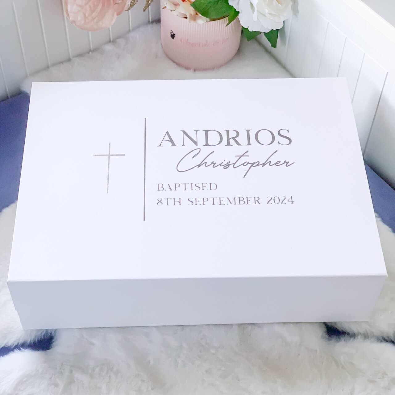 Personalised Baptism Keepsake Magnetic Gift Box