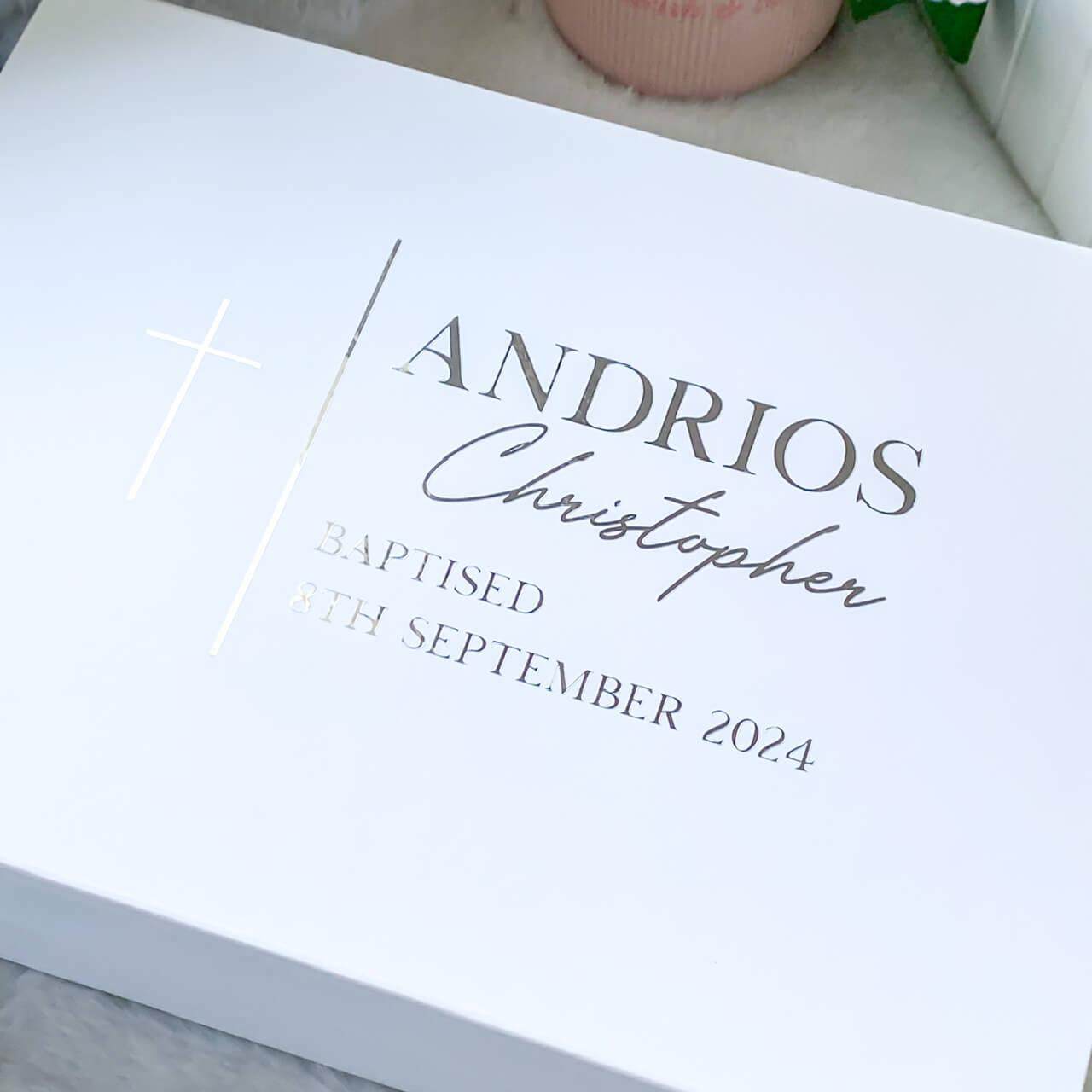 Personalised Baptism Keepsake Magnetic Gift Box