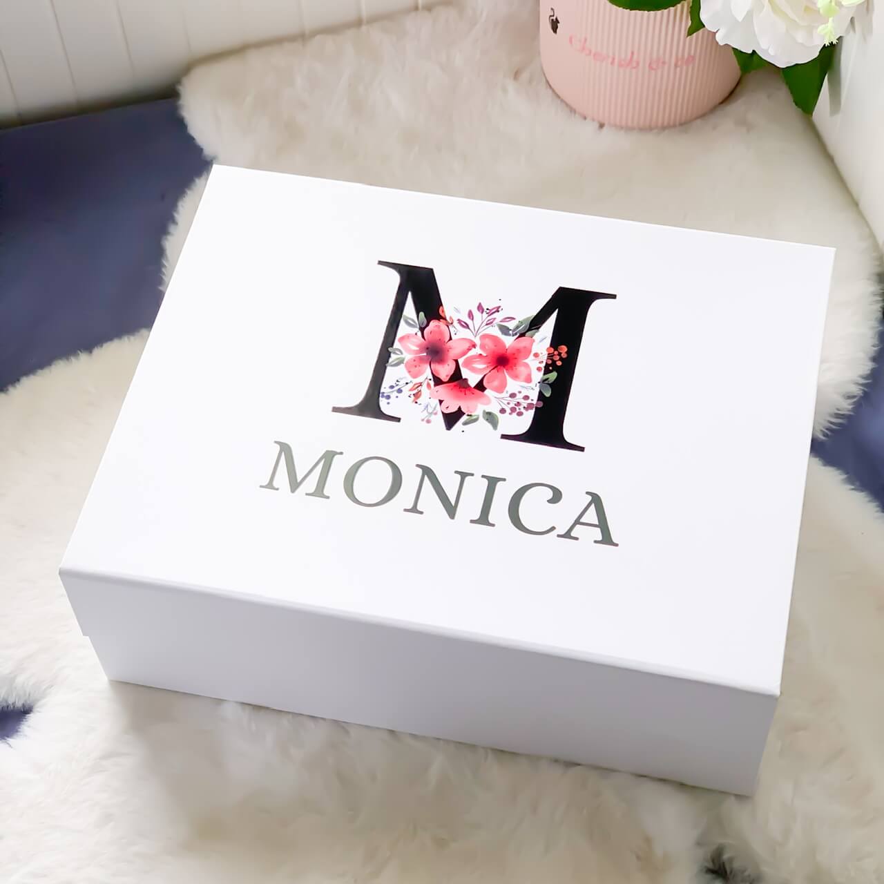 Floral Monogram Magnetic Closure Gift Box