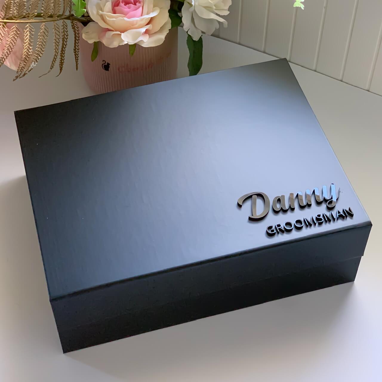 Personalised 3D Acrylic Name & Title Bridesmaids / Groomsman Magnetic Gift Box