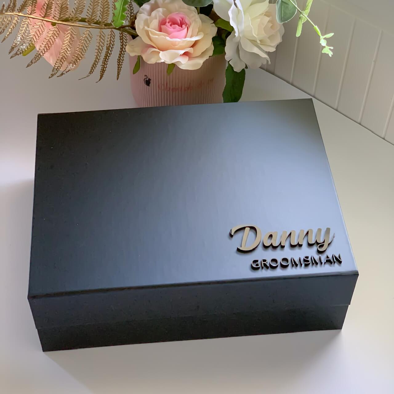 Personalised 3D Acrylic Name & Title Bridesmaids / Groomsman Magnetic Gift Box