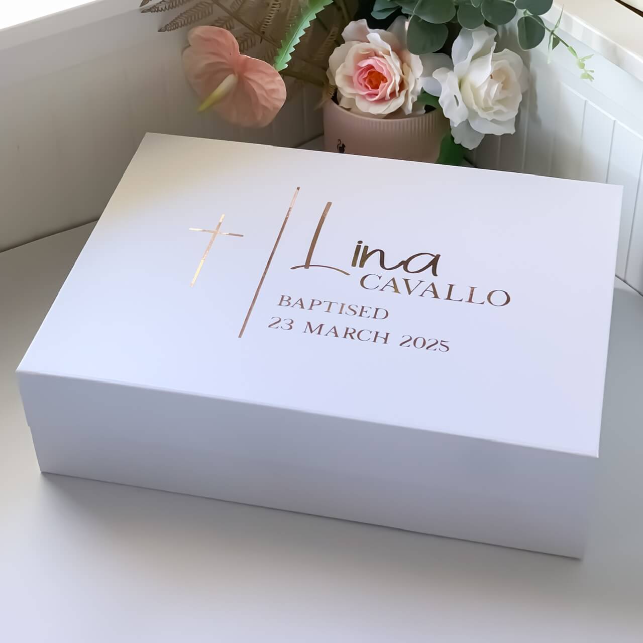 Personalised Baptism Keepsake Magnetic Gift Box