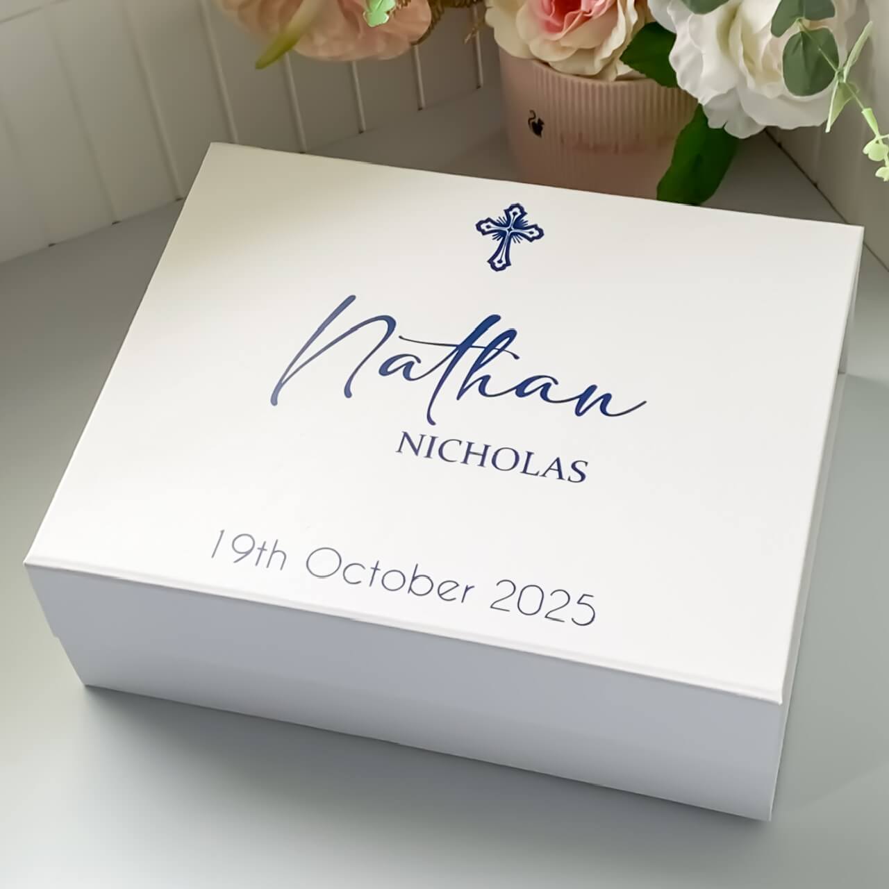 Personalised Name and Cross Magnetic Gift Box