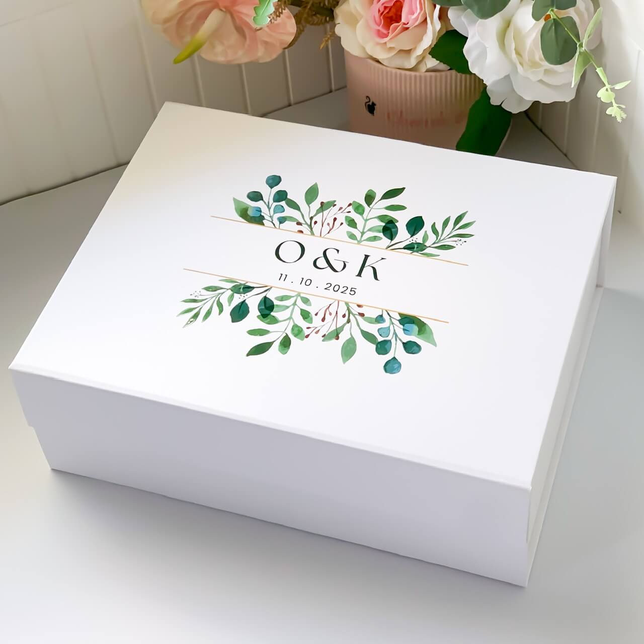Personalised Initials and Date Magnetic Closure Gift Box