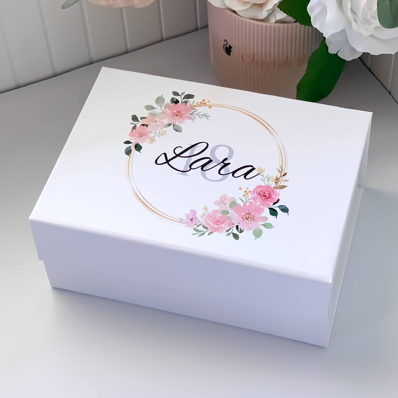Flower Wreath Birthday Magnetic Closure Gift Box