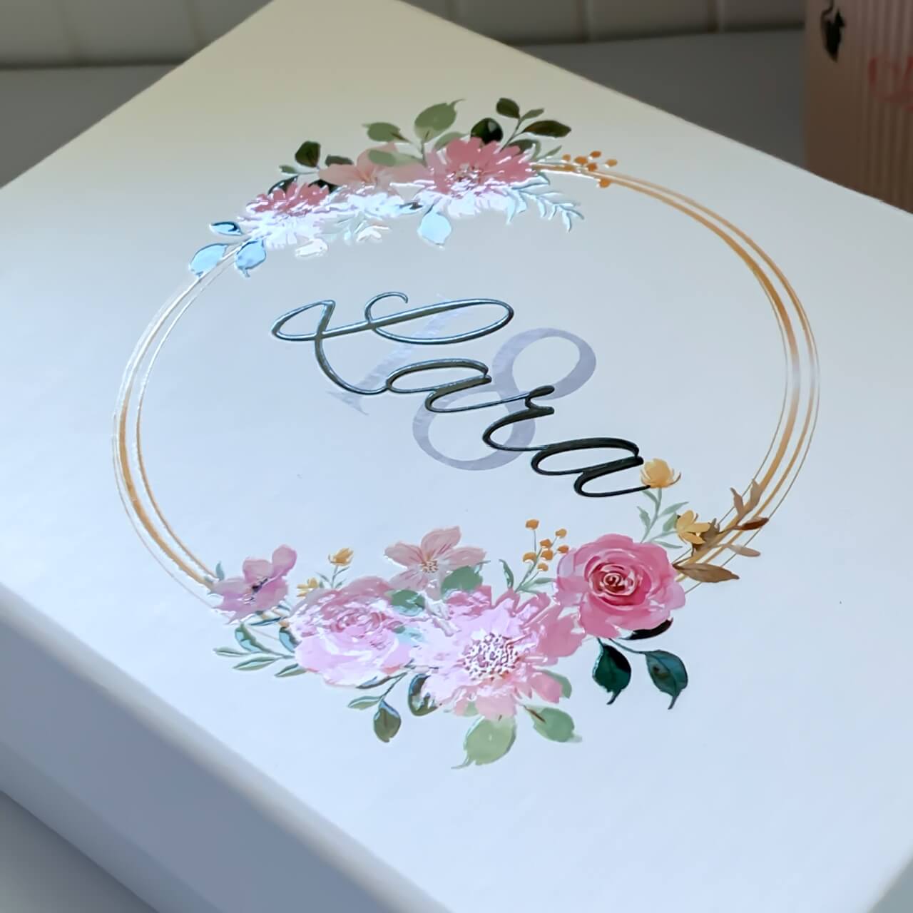 Flower Wreath Birthday Magnetic Closure Gift Box