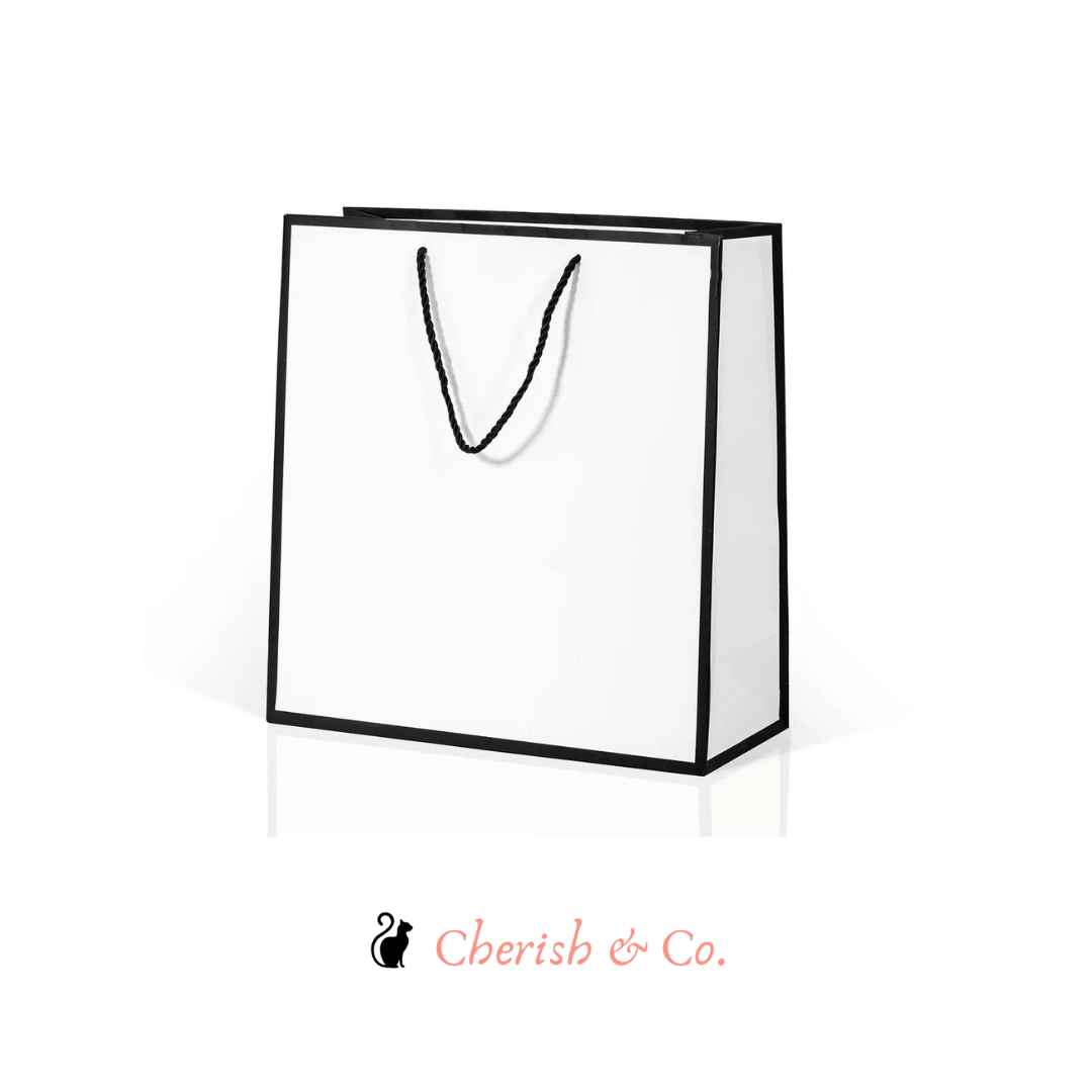 Premium  White Paper Gift Bag with Black Border