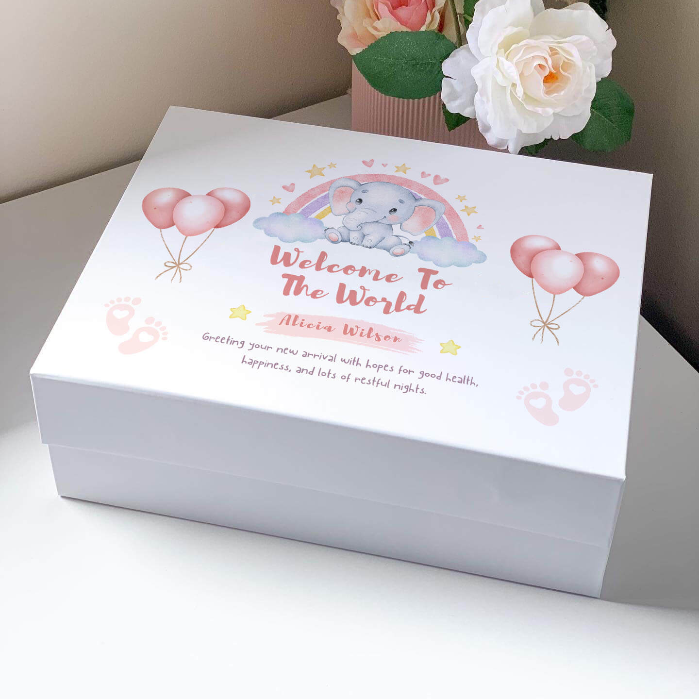 Welcome To The World Baby Girl Magnetic Closure Gift Box