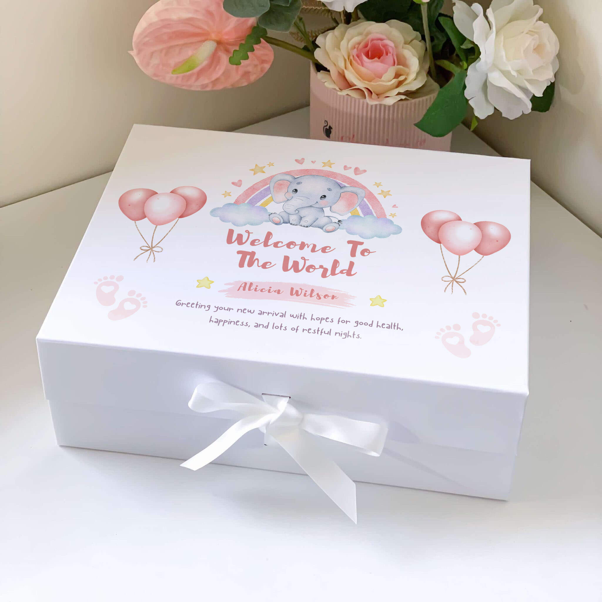 Welcome To The World Baby Girl Magnetic Closure Gift Box