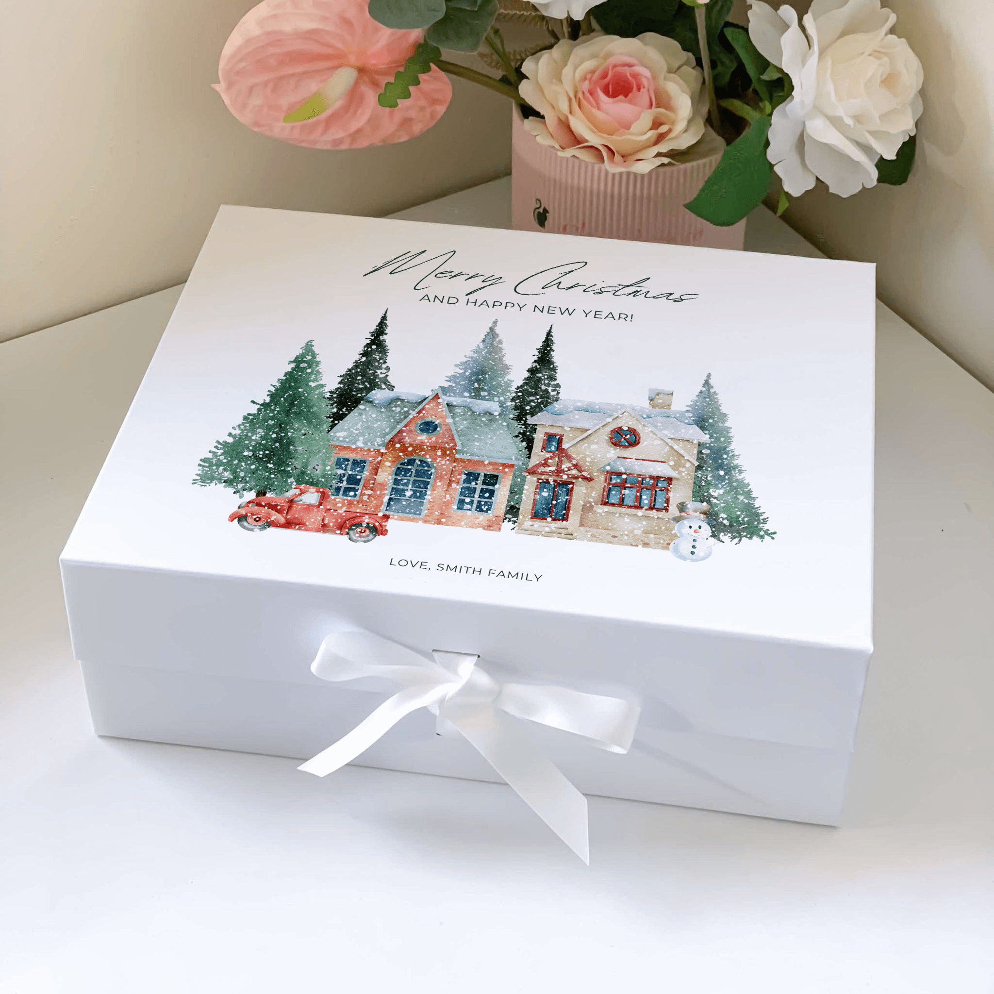 Christmas Snowing Village Magnetic Closure Gift Box