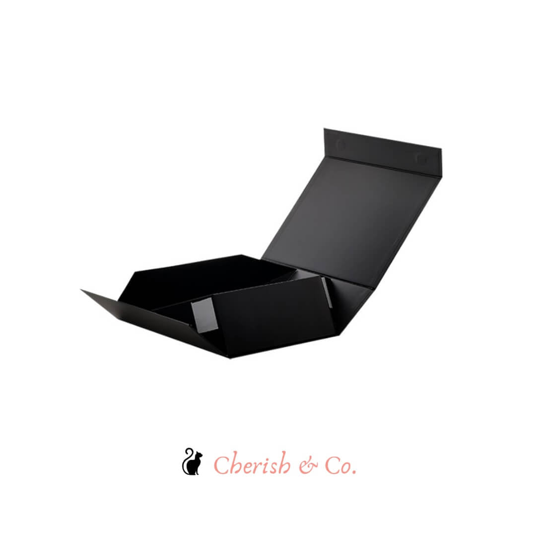 Gift Boxes & Tins Medium Black Magnetic Gift Box With Ribbon - Cherish & co.