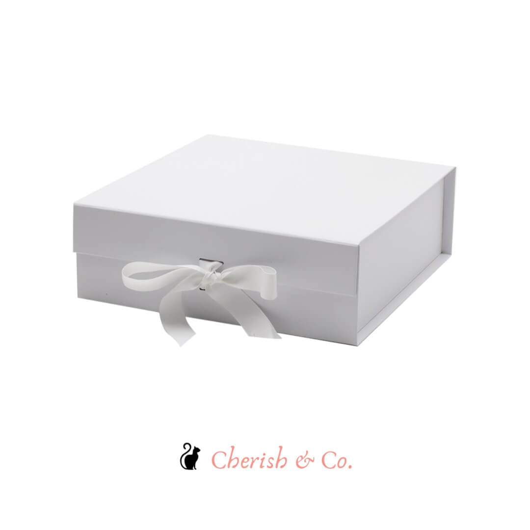 Gift Boxes & Tins Small Square White Magnetic Gift Box with Ribbon - Cherish & co.