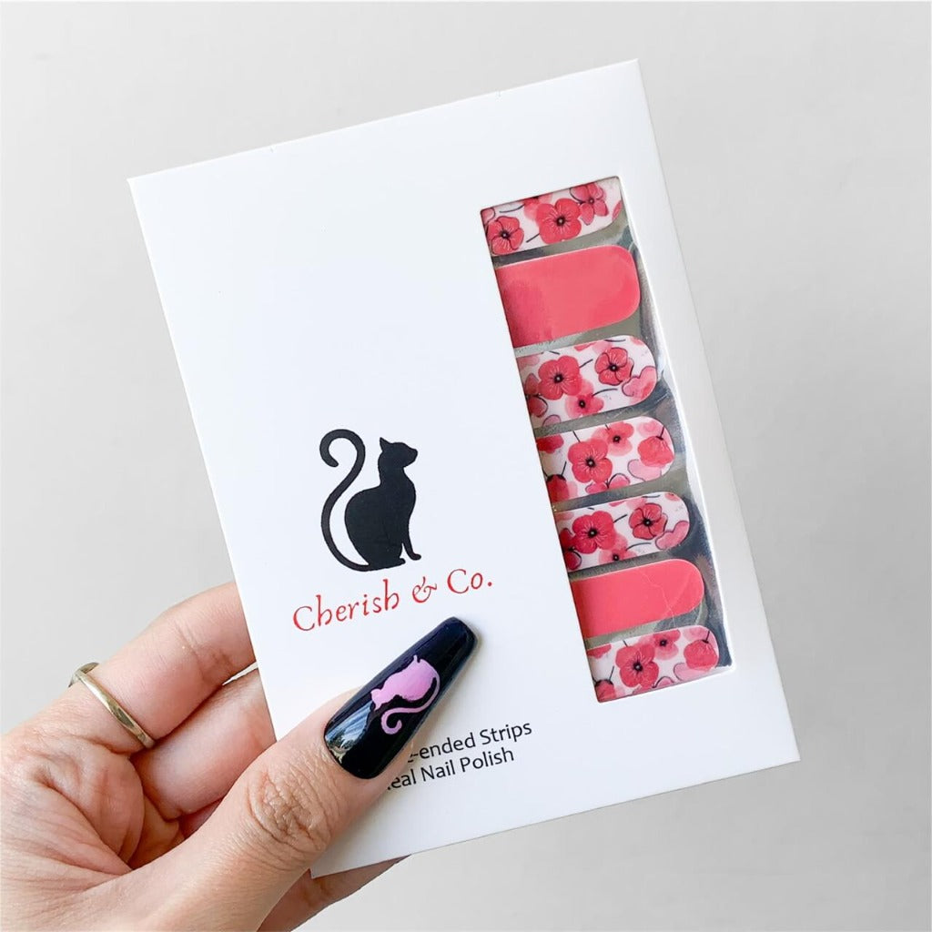 Nail Wraps Red Florals - Cherish & co.