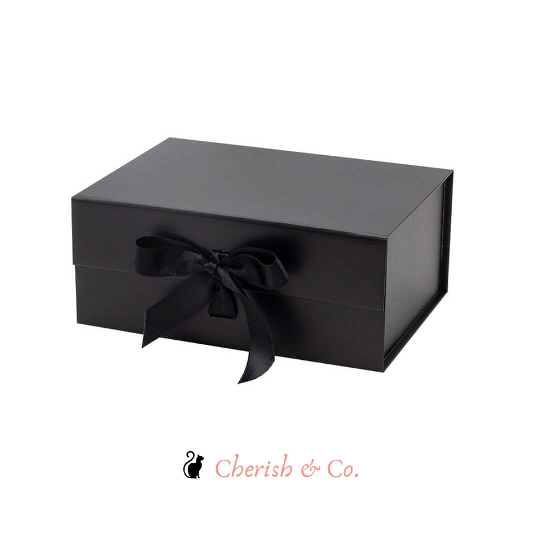 Gift Boxes & Tins Small Black Magnetic Gift Box with Ribbon - Cherish & co.